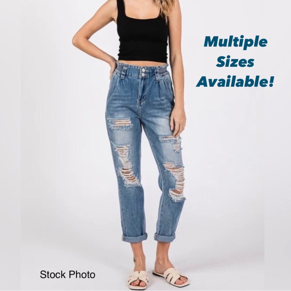 NWT PETRA153 High-Rise Paper-Bag Retro Jeans 100% Cotton (9/28) - Picture 14 of 16